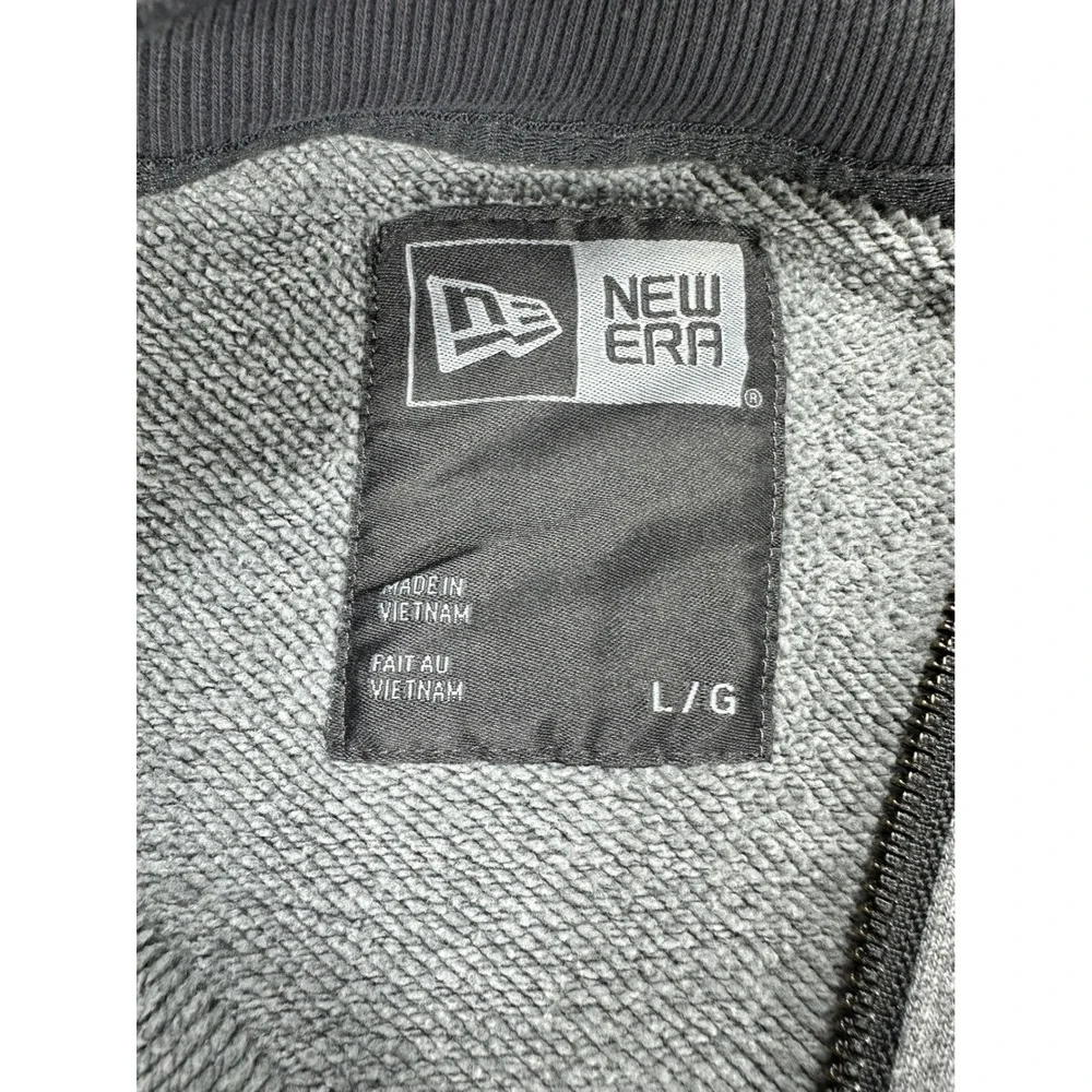 New Era Mens Full Zip Bomber Sweatshirt Gray Fleece Jacket Large L